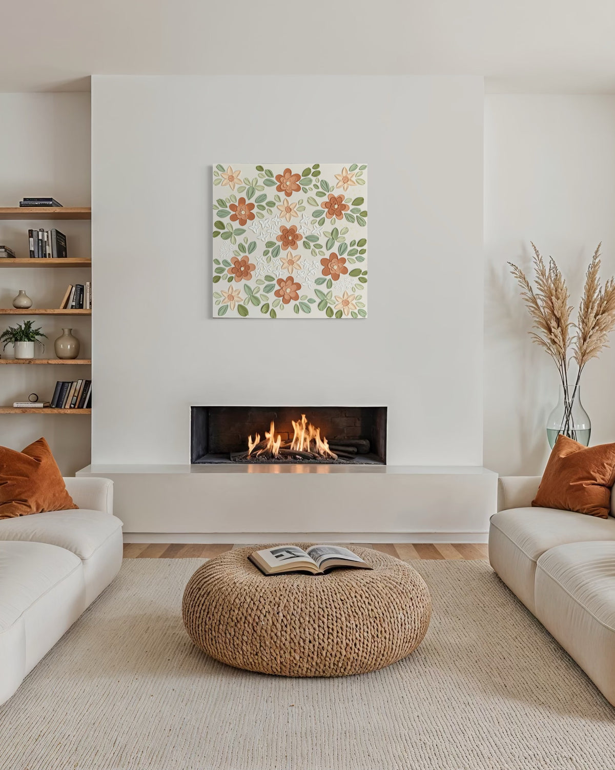 20x20  Original Floral Canvas Art