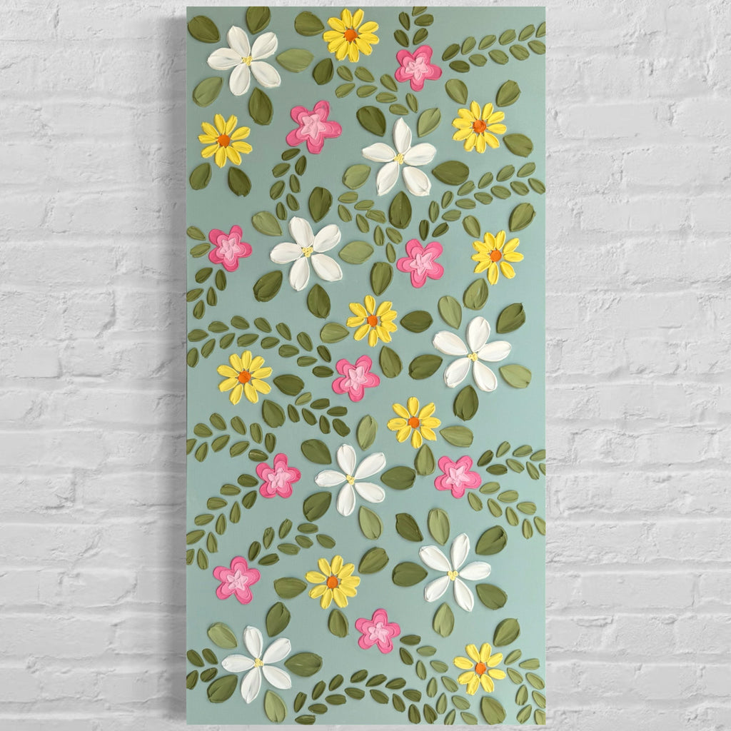 24 x 48  Original Floral Canvas Art