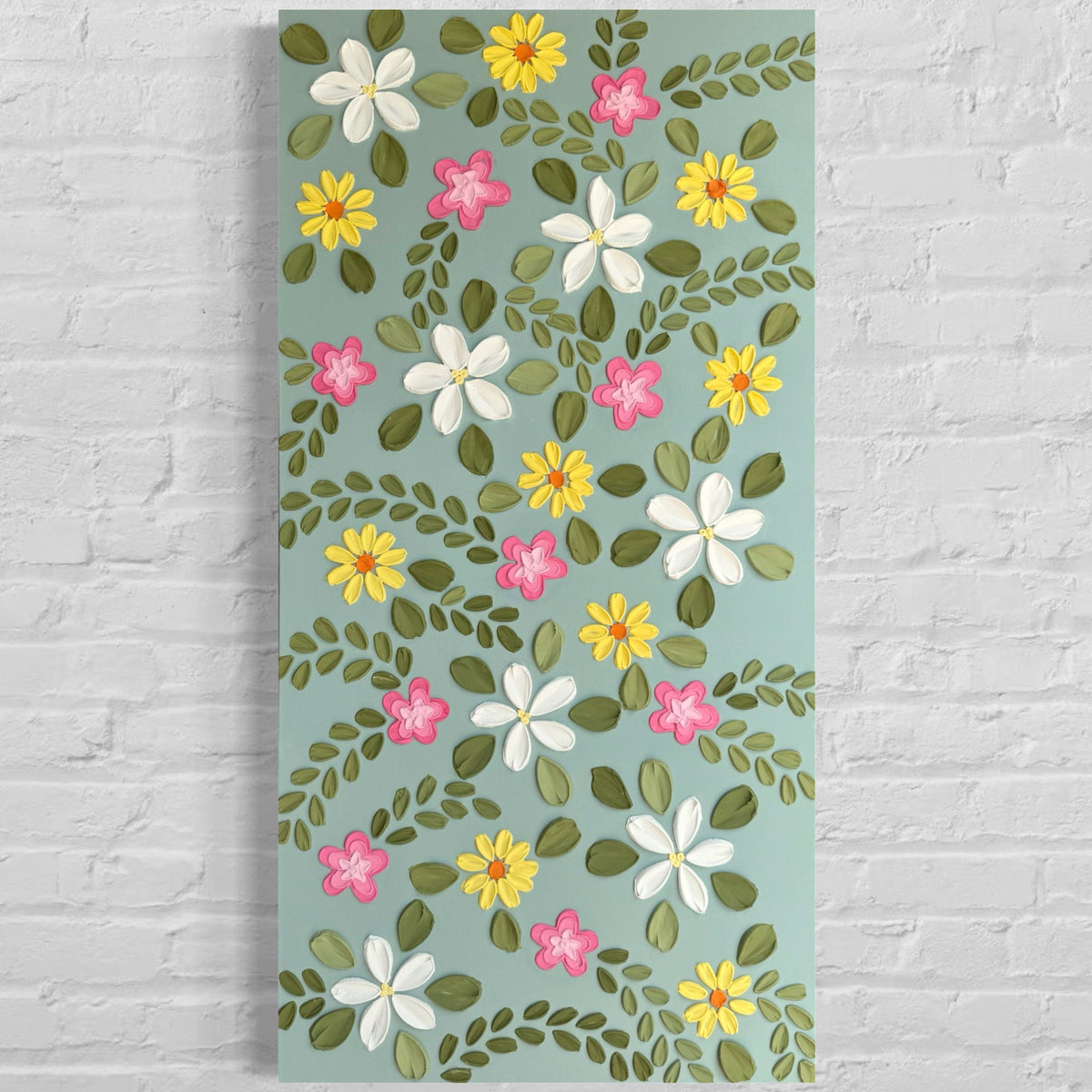 24 x 48  Original Floral Canvas Art