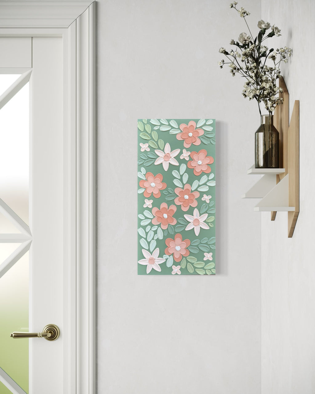 20x10 Original Floral Canvas Art