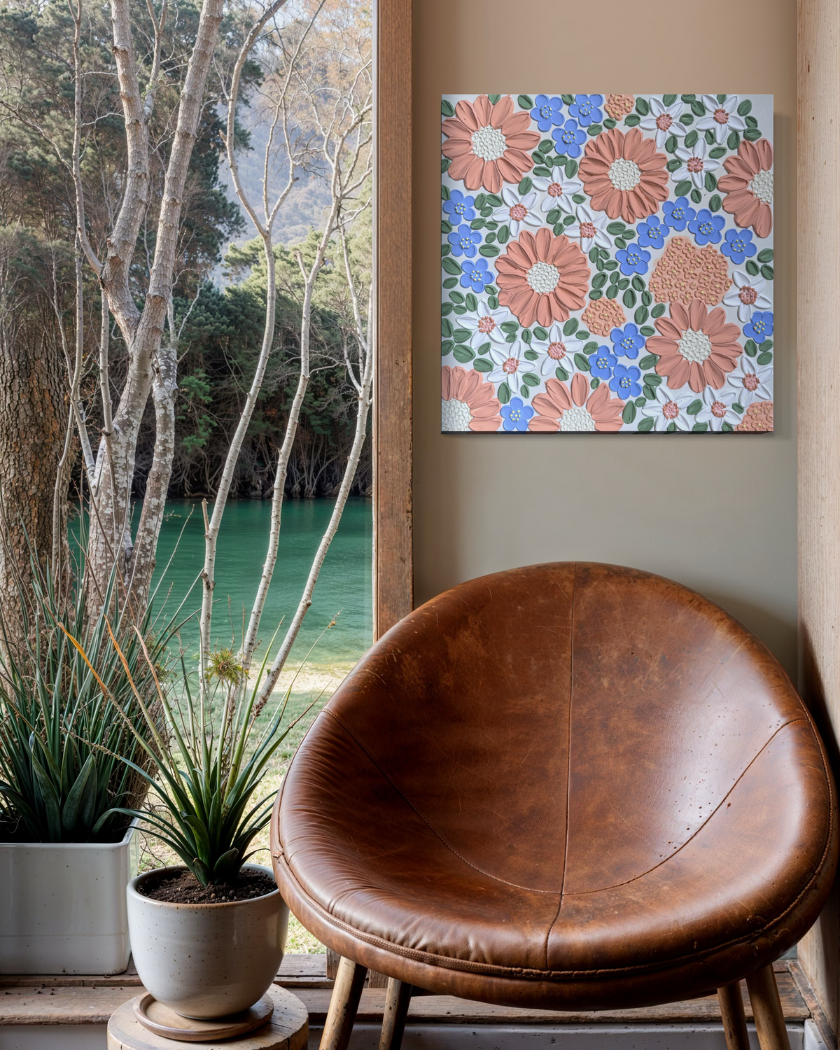 20x20  Original Floral Canvas Art