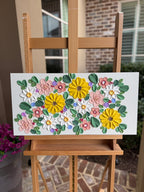 12x24 Original Canvas - "Sunday Garden" Floral Textured Art
